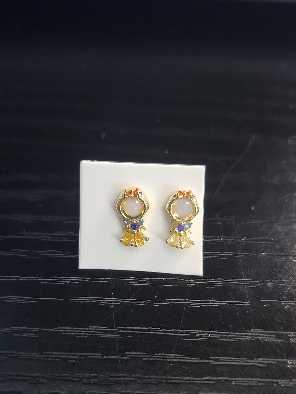 Disney's Snow White Inspired Gold-Tone Yellow & Blue Crystal Drop Earrings